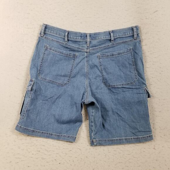 Wrangler Authentics Shorts Mens 38 Blue Denim Cargo Stretch Utility Pockets - Picture 8 of 15